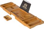 Durable Bamboo Bathroom Supplies Expandable Bamboo Bathtub Caddy Tray