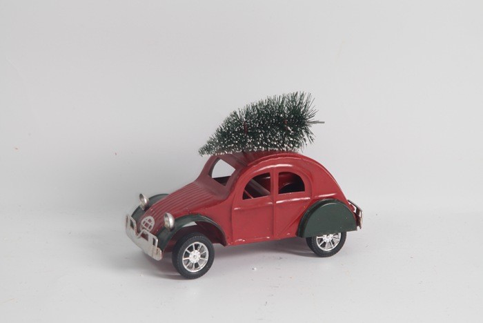 Modern Metal Christmas Decorations Red Car Handicrafts