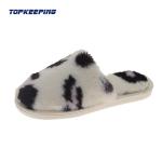 Slip On Construction Furry Female Slippers With EVA Sole