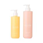 300/450ml Yellow/Pink HDPE Smooth Bottle With white Pump For shampoo lotion
