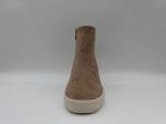 High Top Tan Leather Hiking Shoes Lightweight With Metal Zipper