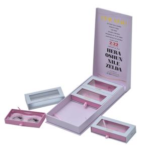 Quality Pink False Eyelashes Luxury Packaging Boxes Handmade Drawer With Blister Tray wholesale