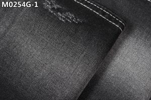 Quality 10.3 Ounce Black Slub Polyester Spandex Denim Fabric Slight Stretch Lady'S Wear wholesale