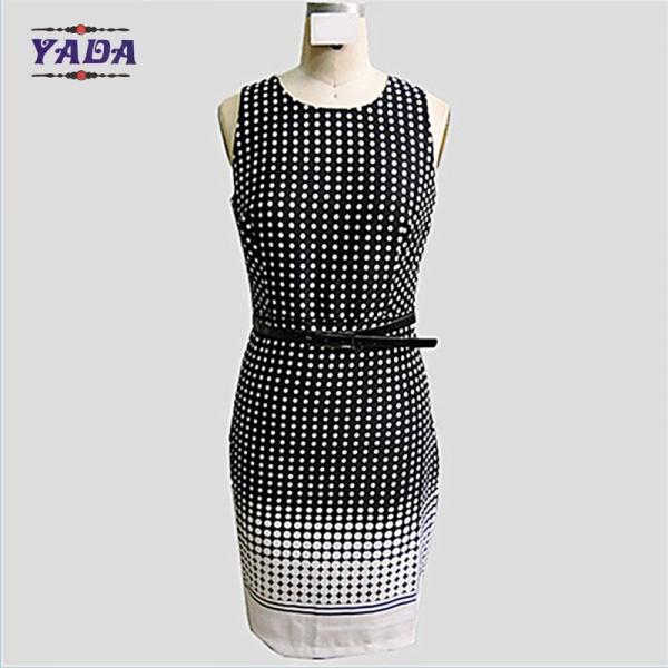 Fashion sleeveless wave point ladies fashion casual women dresses knitted dress