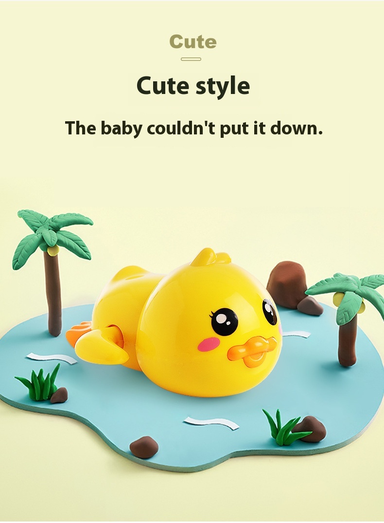 Yellow Duck Bath Toy for Toddlers Lovely Floating Bath Duck Mini Water Clockwork PVC Educational Swimming Toy Bathroom Children