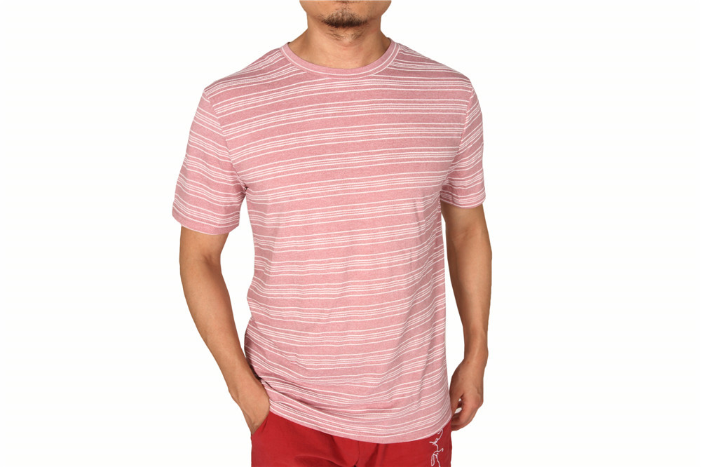 Stockpapa Pink Khaki Mens Striped Tee S M L XL