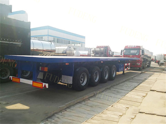4 Axle Flatbed Semi Trailer , 40 / 20ft Container Carrying Semi Flatbed Trailers