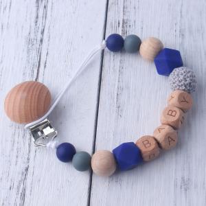 Quality Crochet Silicone Wooden Soother ClipsSilicone Bead Pacifier Clip 30*3*2cm wholesale