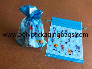 Quality Gravure Printing 0.06mm Frosted CPE Plastic Drawstring Bags wholesale