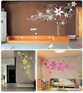 Quality Star Modern Reusable Vinyl Wall Flower Stickers XWJ-199 wholesale