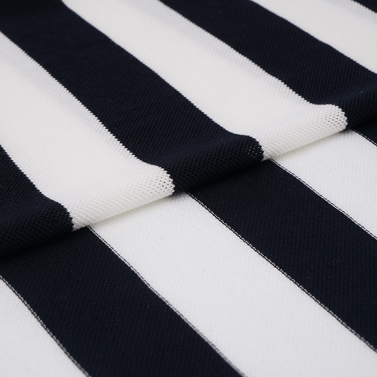 Smooth Striped Textured Fabric , Modal Hot Shell Black And White Stripe Fabric