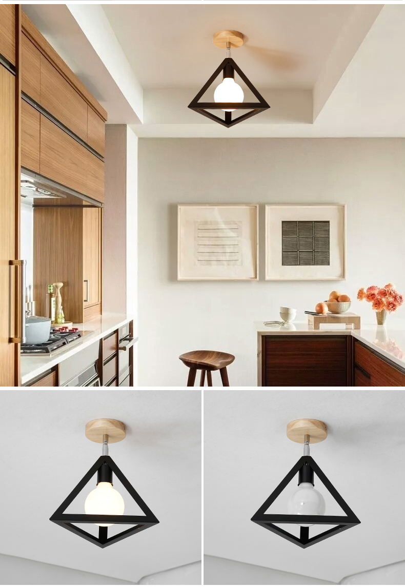 E27 Led Ceiling Light Industrial Nordic Modern Ceiling Lamp for Living Room Bedroom Decor Wood Cube Earth Lamp(WH-WA-58)