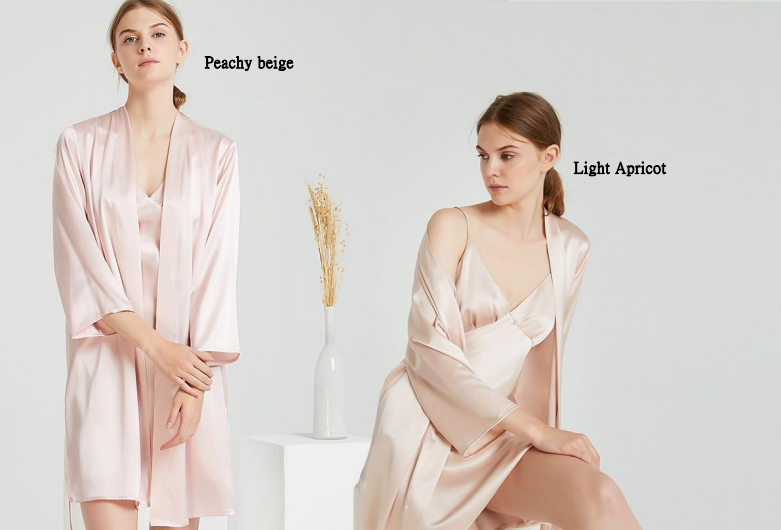 Women'S Nightwear Knitted Silk Pajamas Long Sleeve Lightweight Silk Fabric Two Pieces
