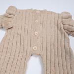Unisex Speckled Knit Baby Long Sleeve Frill Footless Romper One Piece Button