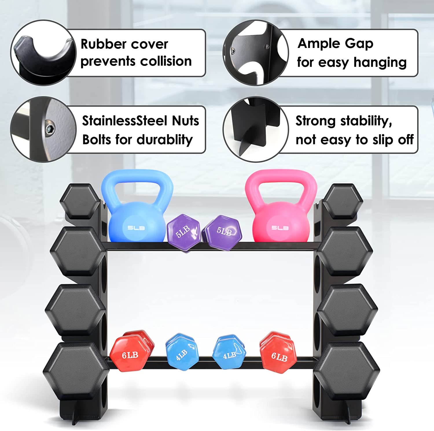 3 Tier Weight Rack for Dumbbells Tree Shape Dumbbell Storage Rack Nonstandard Metal