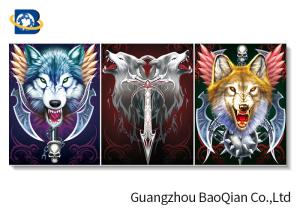 Quality Wall Art Framed Lenticular Poster 3D , Wolf Animal Image Flip Effect PVC / MDP Frame wholesale
