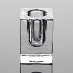 Mini Square Glass Taper Candle Holder Crystal Clear 4 X 4 X 6cm