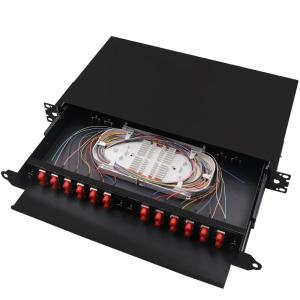 Quality Black Rack Mount Fiber Termination Box FC Patch Panel ODF 24Core wholesale