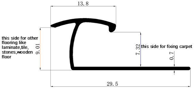 7.3mm Depth Carpet Transition Strip Trim For Joining Tile Stone Laminate
