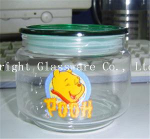Quality clear glass food jar with decal printing wholesale