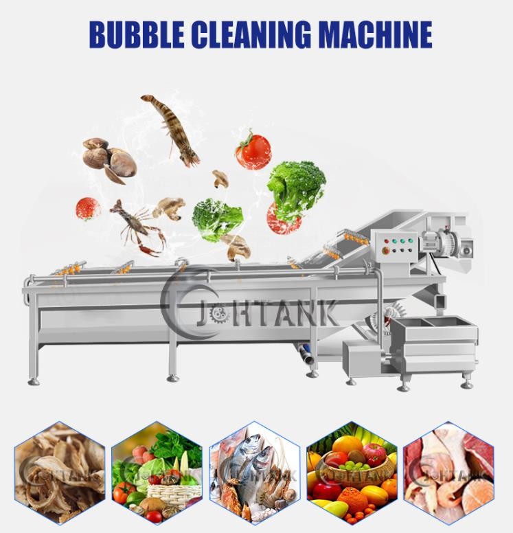 Mufti Function Fruit And Vegetable Processing Line Food Grade Bubble Washer