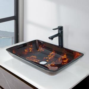 Quality Modern Rectangle Shape Wash Basin Russet Color Black Rectangle Vessel Sink wholesale