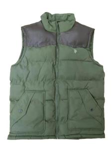Quality Mens Olive Green Puffer Vest Mens Big And Tall With Hood 5 Metal Zip wholesale