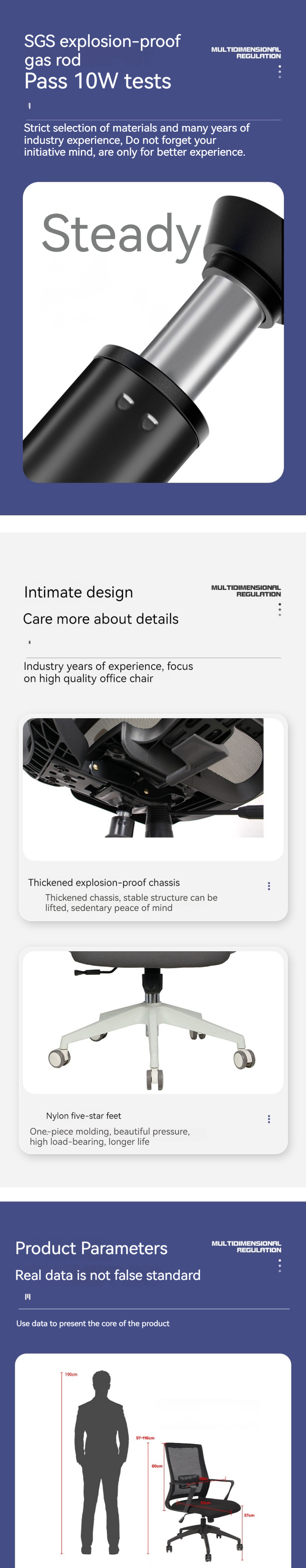 Office Lift Computer Chair Home Swivel Chair with Breathable Mesh and Fabric Material