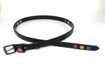 Womens Alloy Buckle Black Leather Embroidery Waist Belt