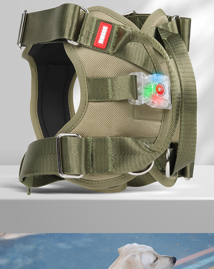 Dog Harness Vest Heavy Duty Padded Reflective USB Nylon Material Oxford Made LED Light