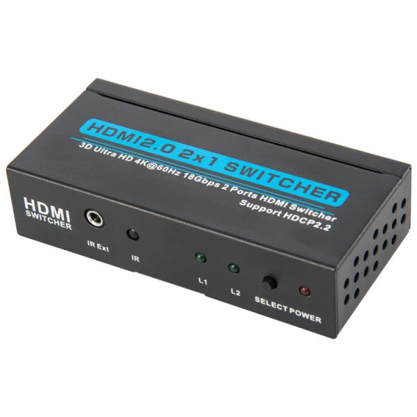 Black 3D 3840x2160 60Hz 2x1 HDMI 4K Switcher