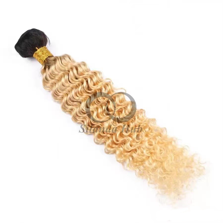 #T1B/613 Bleached Blonde Deep Wave Remy Human Hair Bundles Sew In Weave Bundles Brazilian Bundle Deals