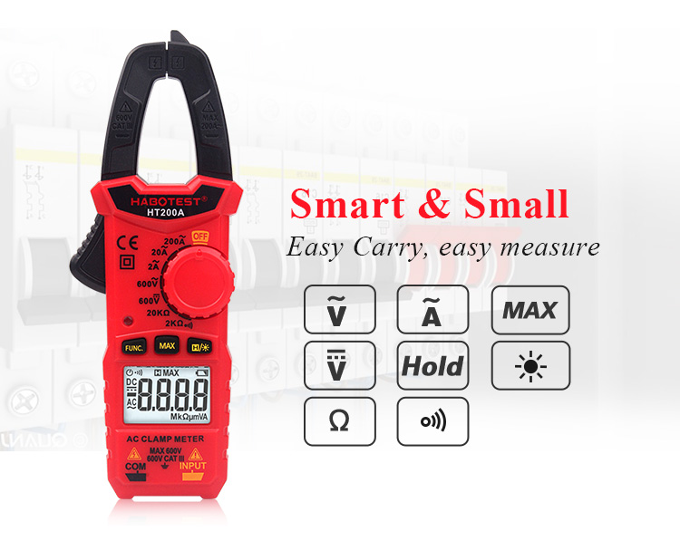 Manual Sound And Light Alarm 2000uF Digital Clamp Meters