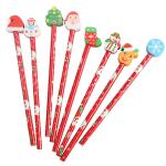 Children School Supplies Christmas Cartoon Eraser Pencil Set with Red Wood