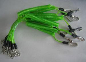 Quality Fashion transparent green stainless steel spring coiled lanyard tether w/snap hooks 2sizes wholesale