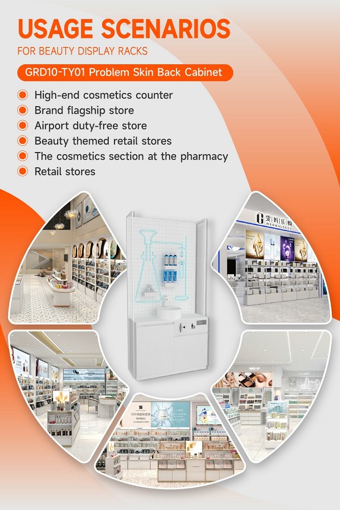 GDR10-TY01 Retail Store Display with Blue LED Light Strips and 5mm Ultra-clear Glass Tabletop for Branded Specialty Stores