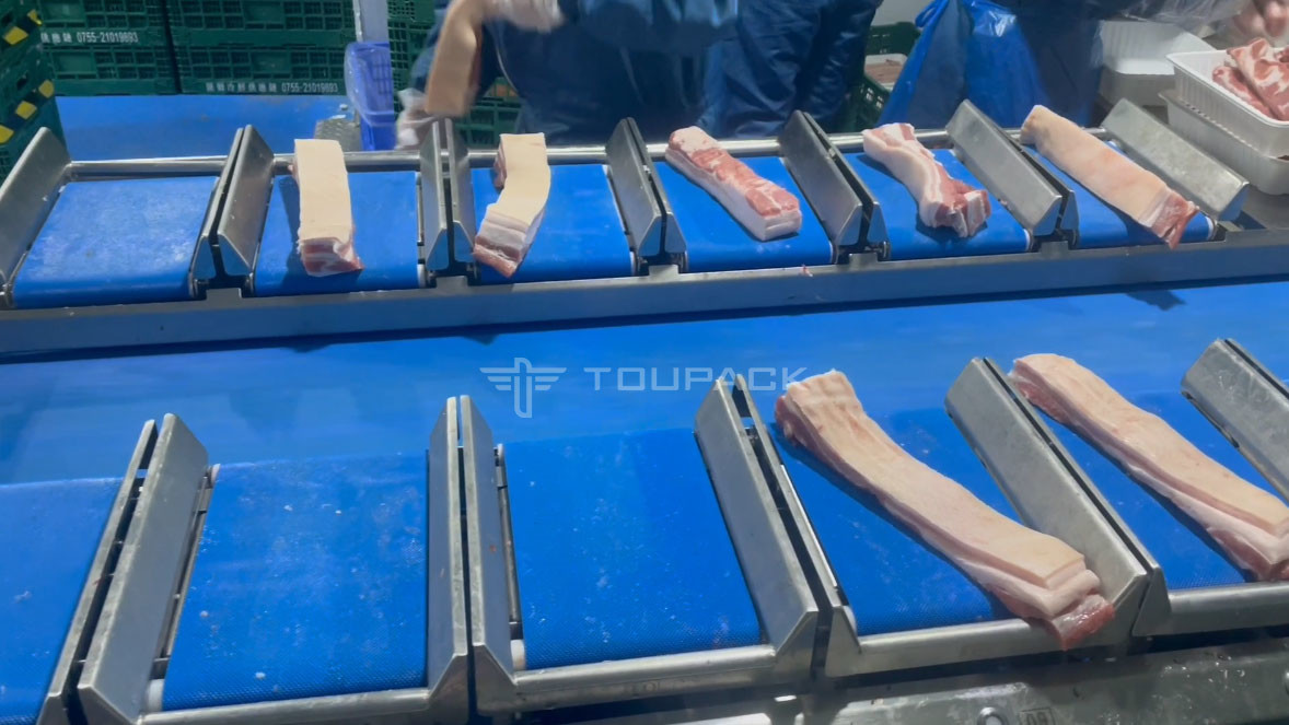 Automatic Counterweight Streaky Pork Fresh Meat Weighing Machine Belt Combination Weigher