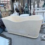 Freestanding Marble Bathtub Cream Natural Stone Elegant Bathtub Hotel Luxury