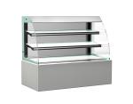 Curved Horizontal Glass Cake Display Case Dessert Refrigerators For Supermarket