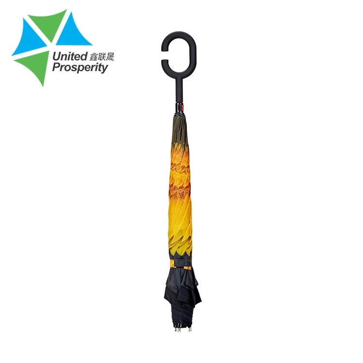 BV Metal Ribs Sunflower C Handle Inverted Umbrella