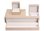 Fashion Beige Leather Flat Jewelry Box , Rectangle Personalised Jewellery Box