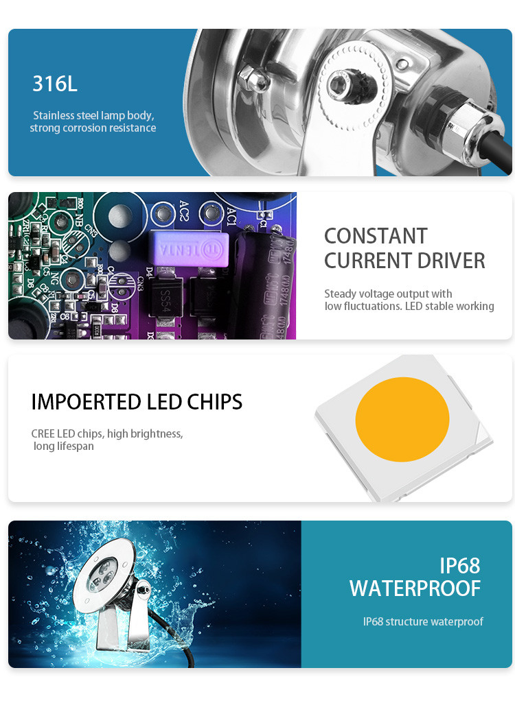 5W RGB Color LED Spike Light SS316L DMX512 90LM 50000 Hours Working Lifetime
