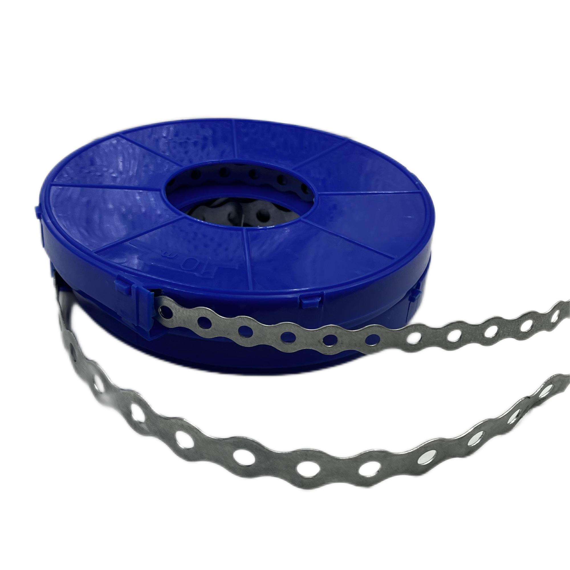Builders All Round Band 10 Meter Roll of Galvanised Steel Strap with Perforated Holes