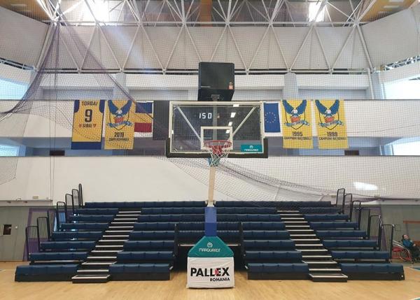 Indoor Sport Hall Power Operated Retractable Seating with Bench Seating