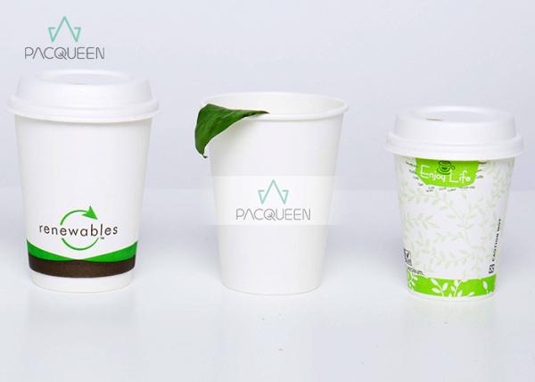 White Hot Beverage Paper Cups , Biodegradable Drinking Cups Custom Flexco