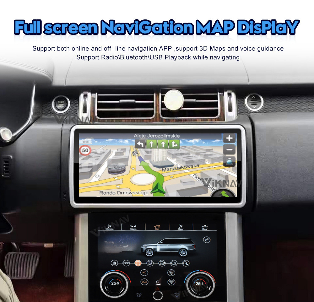 Double Din Range Rover Android Head Unit Car Radio Player AC Panel