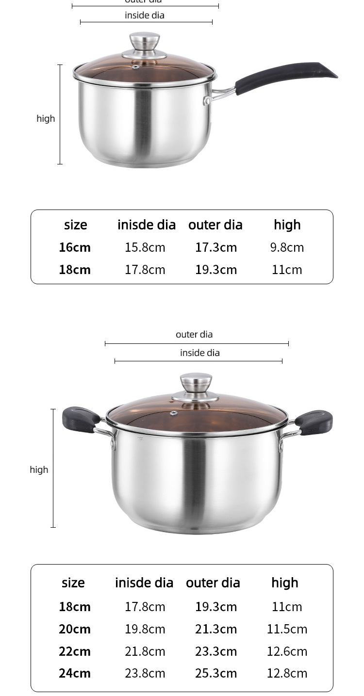 Wholesale Top Seller Double Bottom Induction Stew Pot Shabu Pot Stainless Steel Cooking Stock Soup Pot