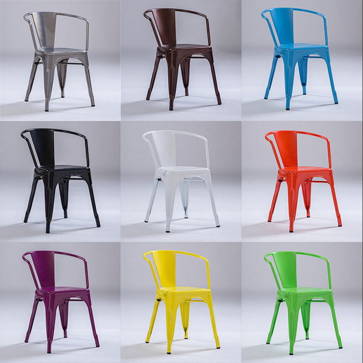 Adjustable Metal Frame Armchair Customized Metal Stacking Dining Chairs