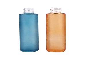 Quality Refillable Frosted Glass Lotion Bottles Empty Cosmetic Bottles With Wooden Cover And Pump wholesale