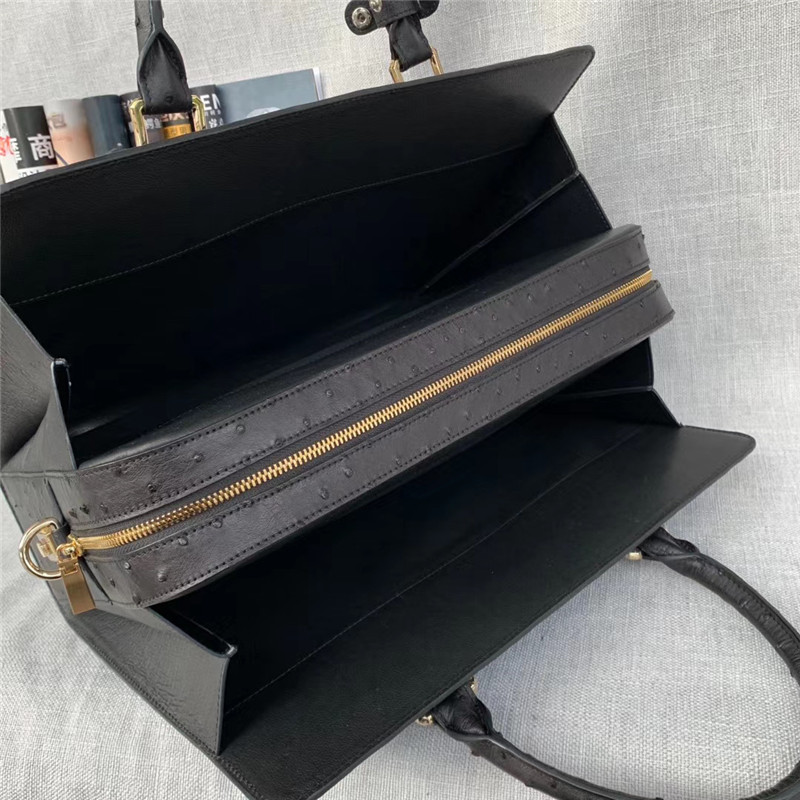 Business Style Authentic Ostrich Skin Men's Passcode Briefcase Large Shoulder Bag Genuine Leather Male Portfolio Handbag